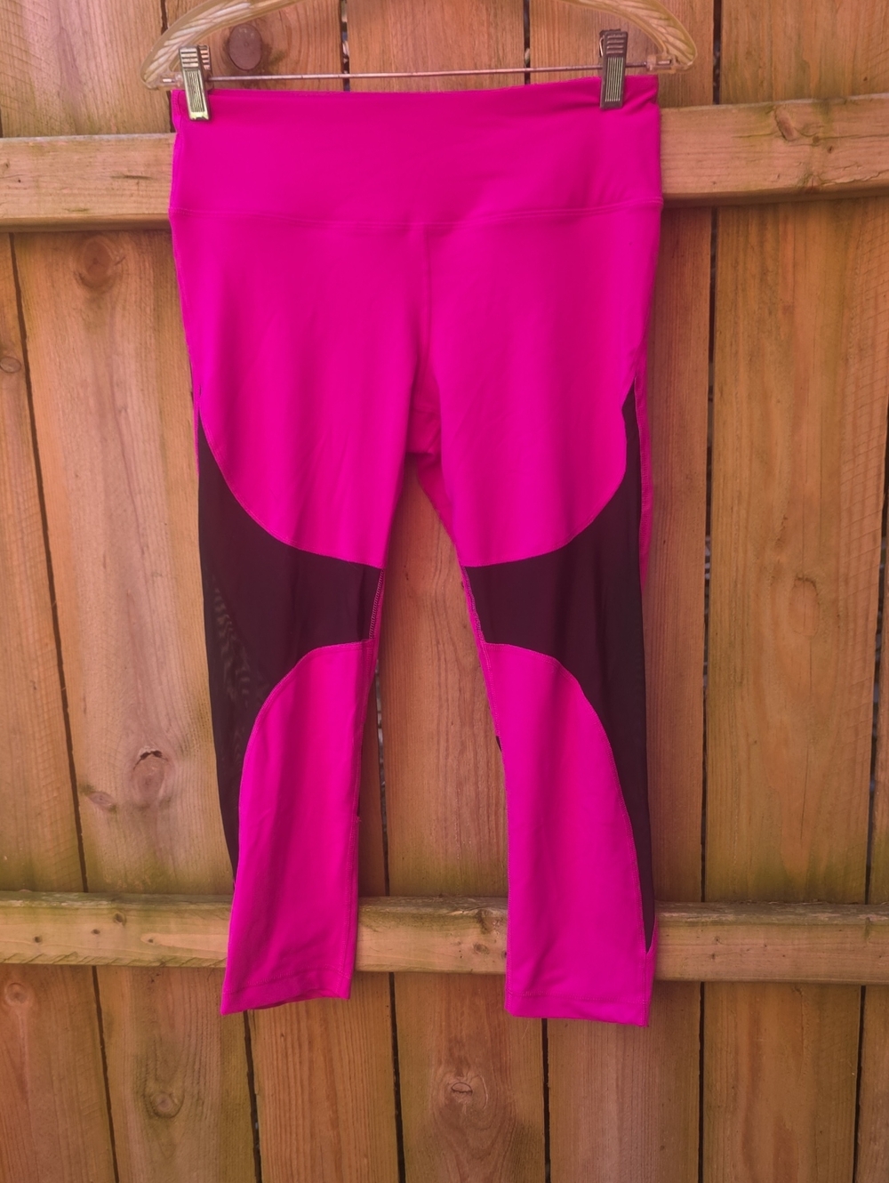 Bright Pink Active Leggings with Black Panels